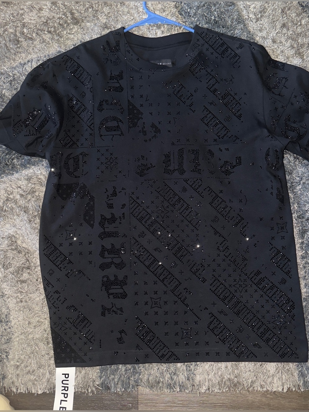Men's Black Embellished Short-Sleeve Tee by